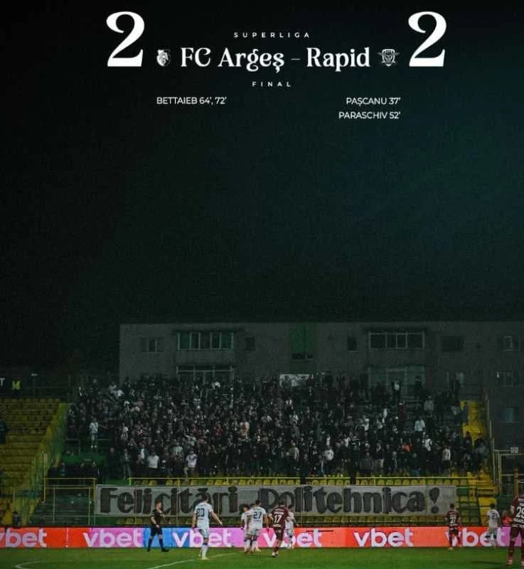 VIDEO Fotbal: FC Argeș a remizat cu Rapid (2-2), în play-off-ul Superligii
