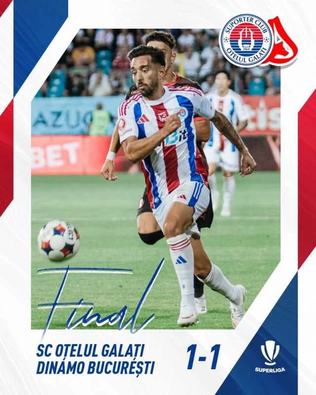 VIDEO Fotbal: Oțelul Galați - Dinamo București 1-1, în Superligă