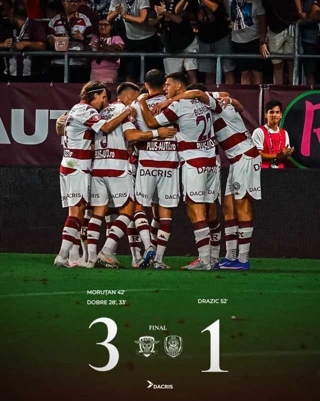 VIDEO Fotbal: Rapid, victorioasă în derby-ul cu CFR Cluj (3-1), în Superligă