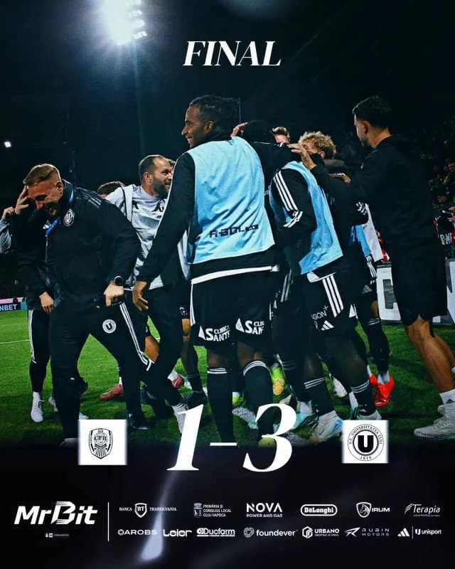 VIDEO Fotbal: Universitatea Cluj a câștigat derby-ul cu CFR Cluj (3-1), chiar în Gruia