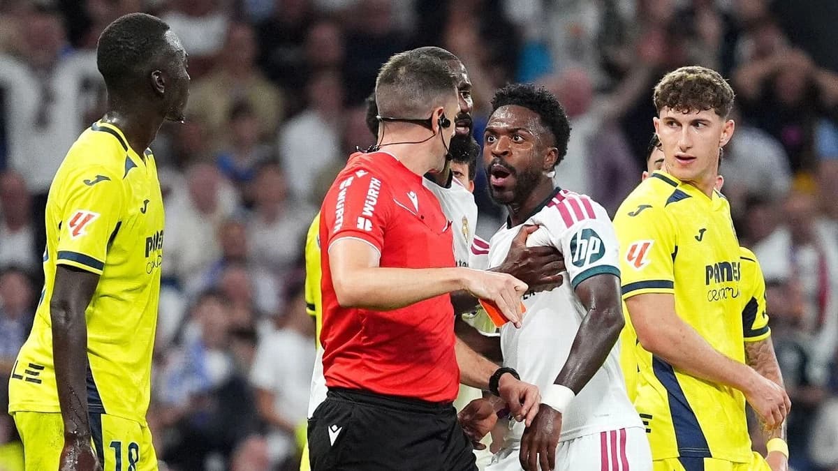 Vini Jr. red-carded for hair pull after VAR rules out goal in Madrid win
