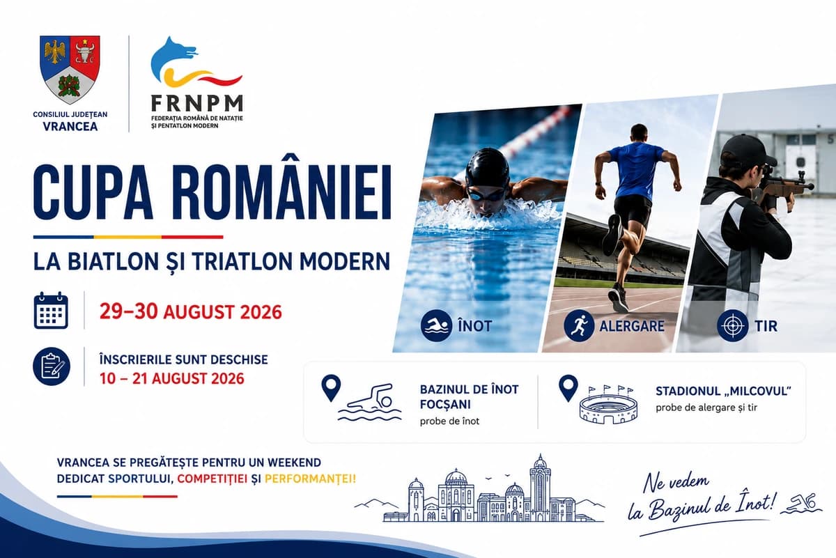 Vrancea intră pe harta marilor competiții sportive: Cupa României la Biatlon și Triatlon Modern, org