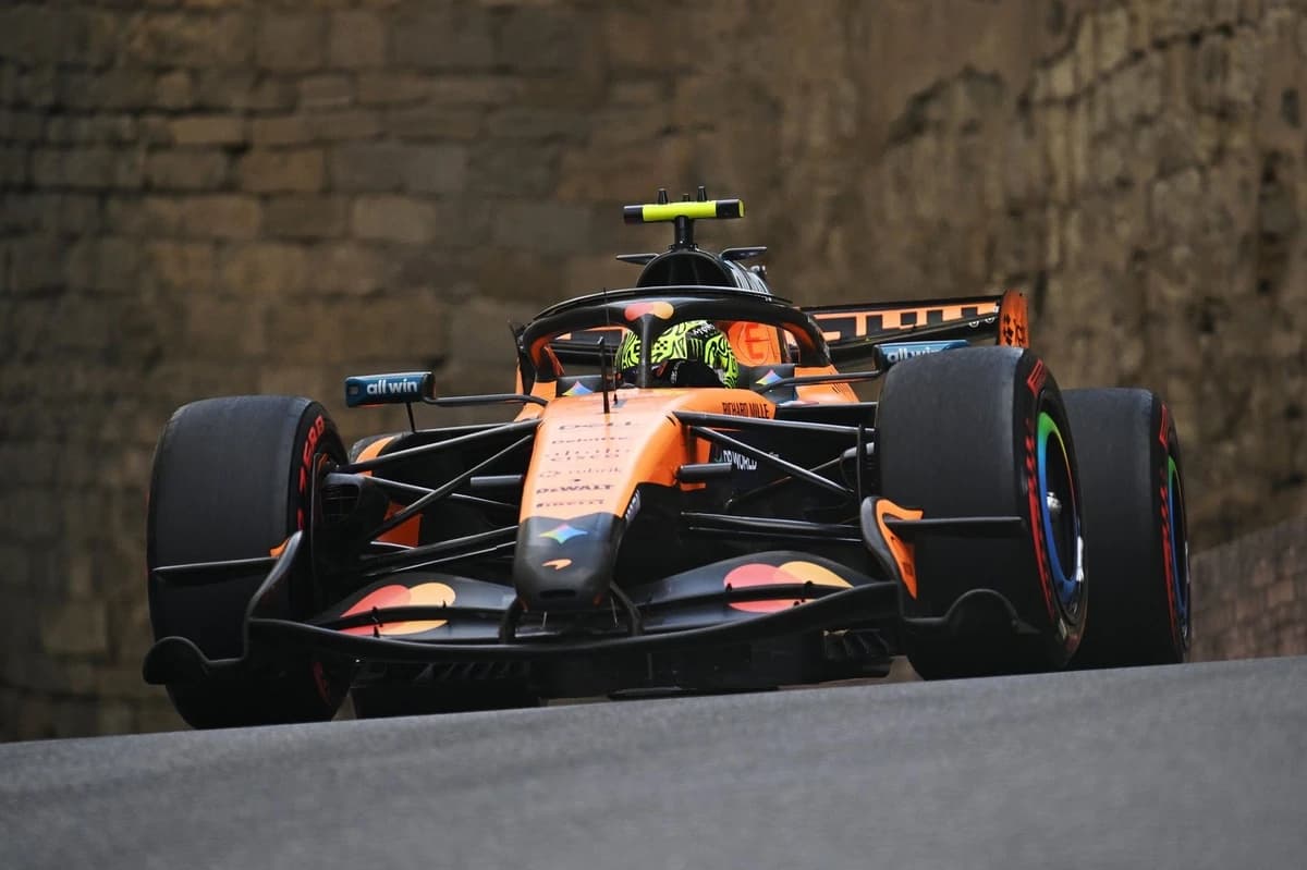 What was Lando Norris' top-speed problem in Baku qualifying?