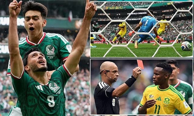 World Cup fever erupts in Mexico: Co-hosts win chaotic opening game against South Africa with THREE