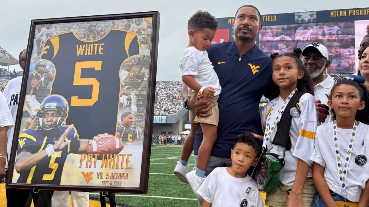 WVU retires record-setting QB White's No. 5 jersey